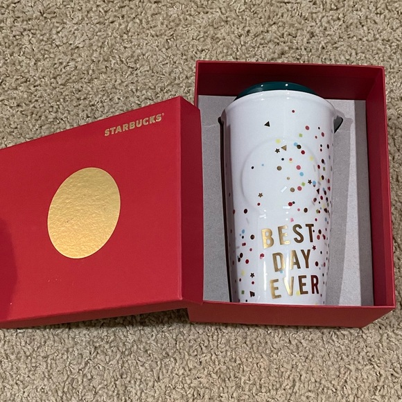 NEW Starbucks collector Best Day Ever ceramic cup with cover